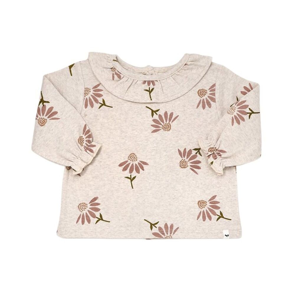 Oh Baby! Girls  Cone Flowers Print Ruffle Neck Blouse